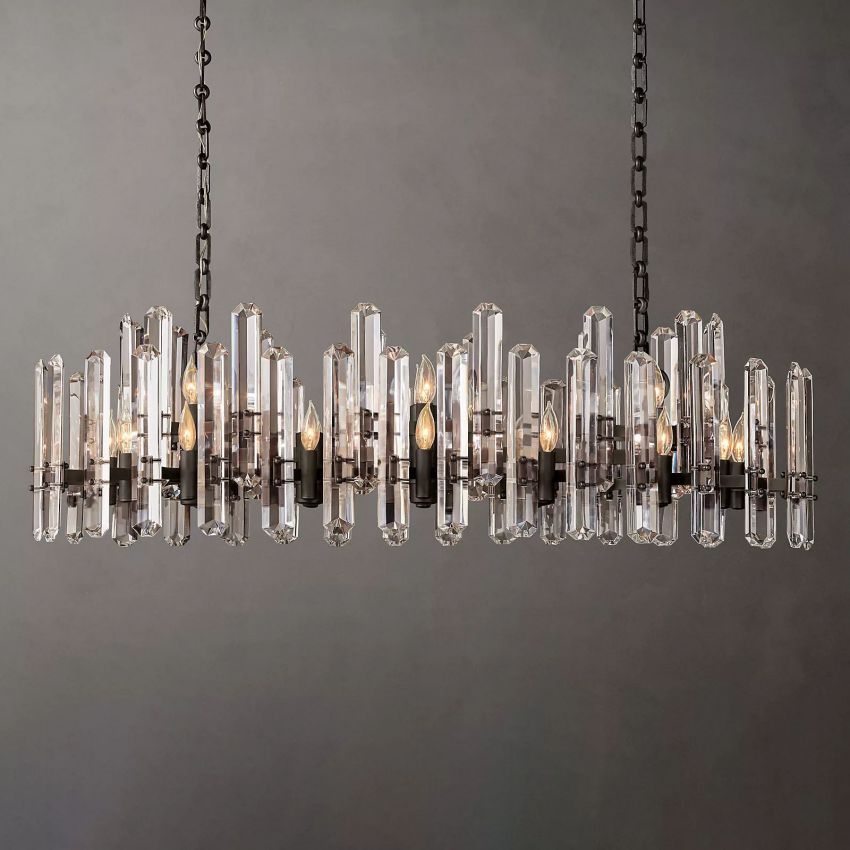 Mirello Prismed Crystal Linear Chandelier 54"