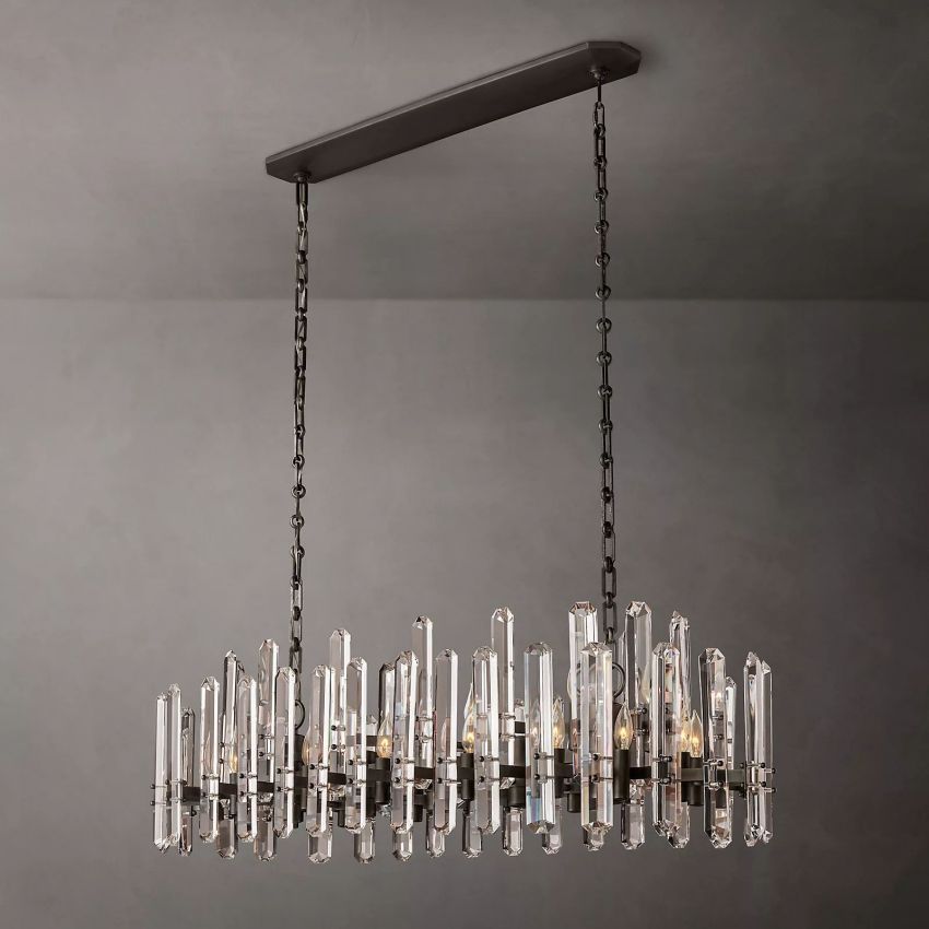 Mirello Prismed Crystal Linear Chandelier 54"