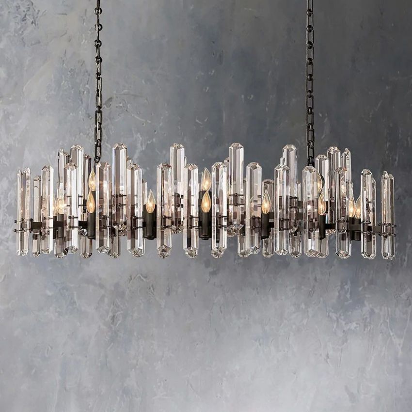 Mirello Prismed Crystal Linear Chandelier 54"