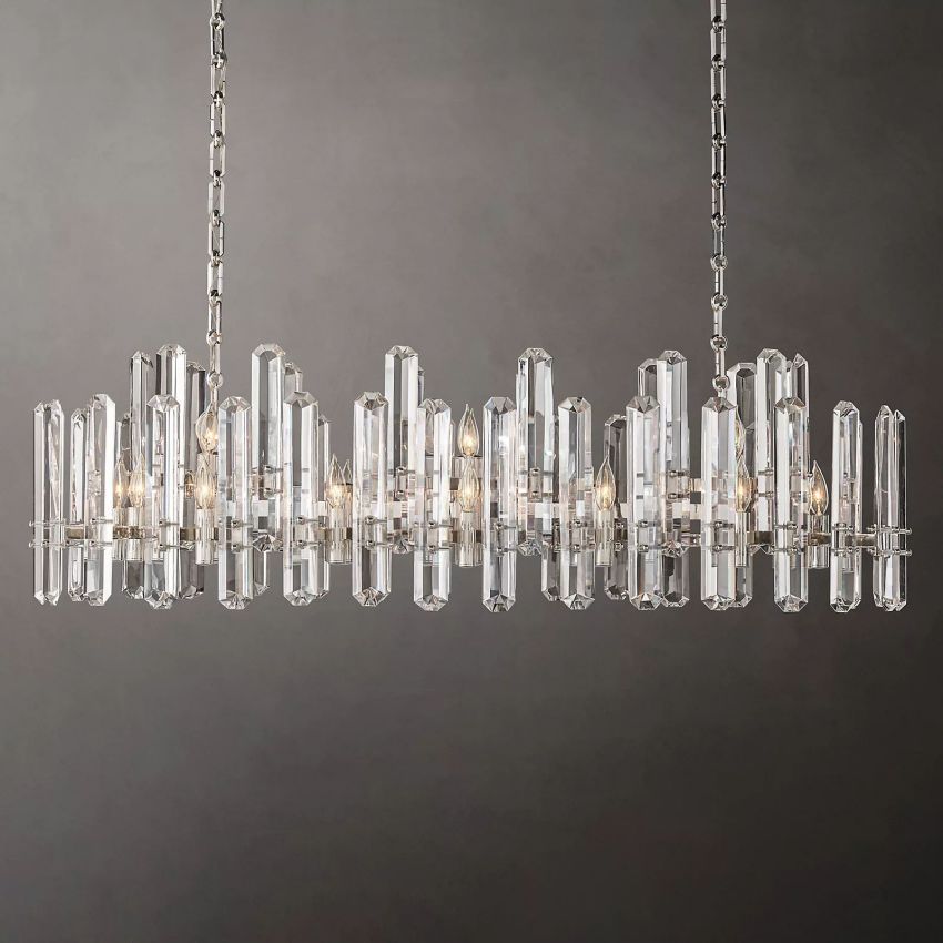 Mirello Prismed Crystal Linear Chandelier 54"