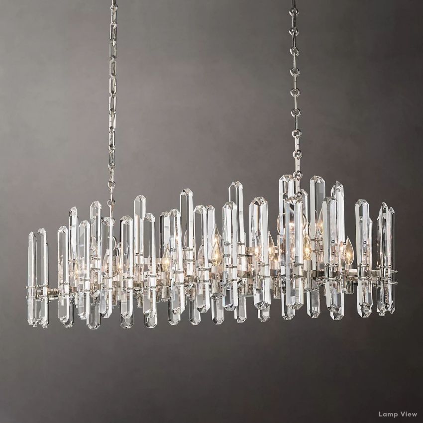Mirello Prismed Crystal Linear Chandelier 54"
