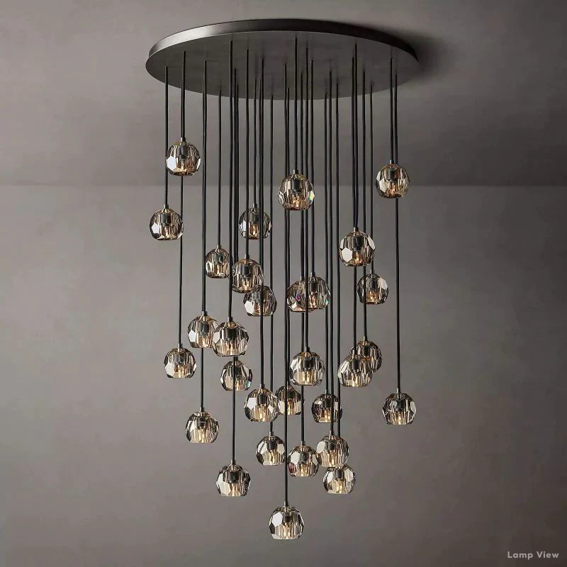 Boule Geometric Cristal Cluster Chandelier 40"