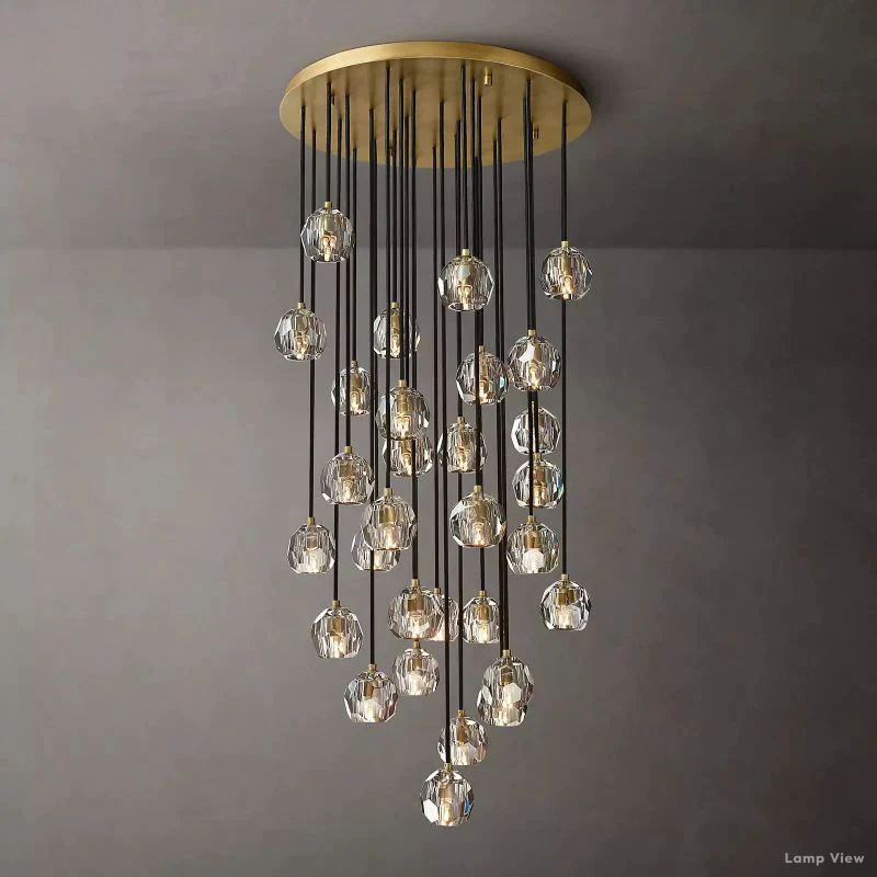 Boule Geometric Cristal Cluster Chandelier 30"