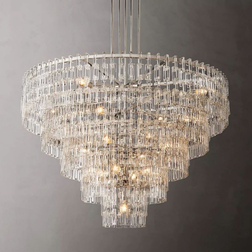 Marignan Chain Crystal Tiered Round Chandelier 60"