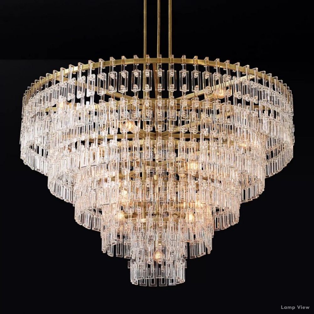 Marignan Chain Crystal Tiered Round Chandelier 60"