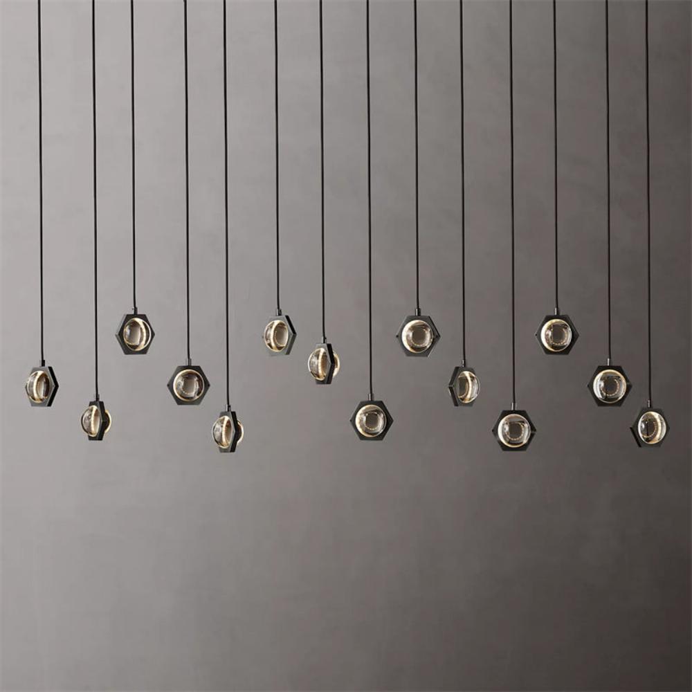 Eclatant Inset Crystal Linear Chandelier 54"