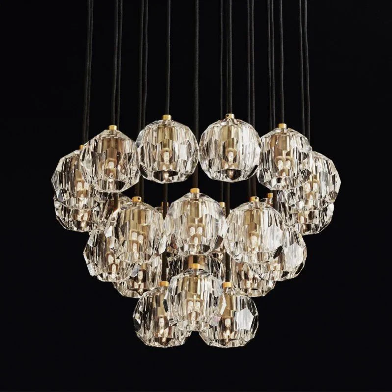 Boule Geometric Cristal Cluster Chandelier 24"