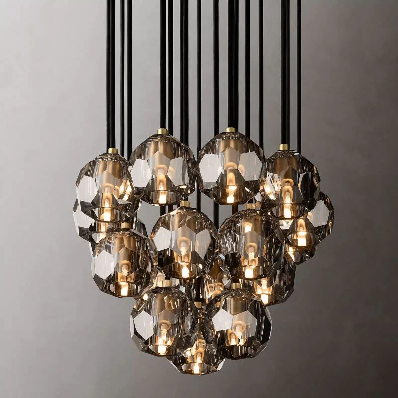 Boule Geometric Cristal Cluster Chandelier 19"