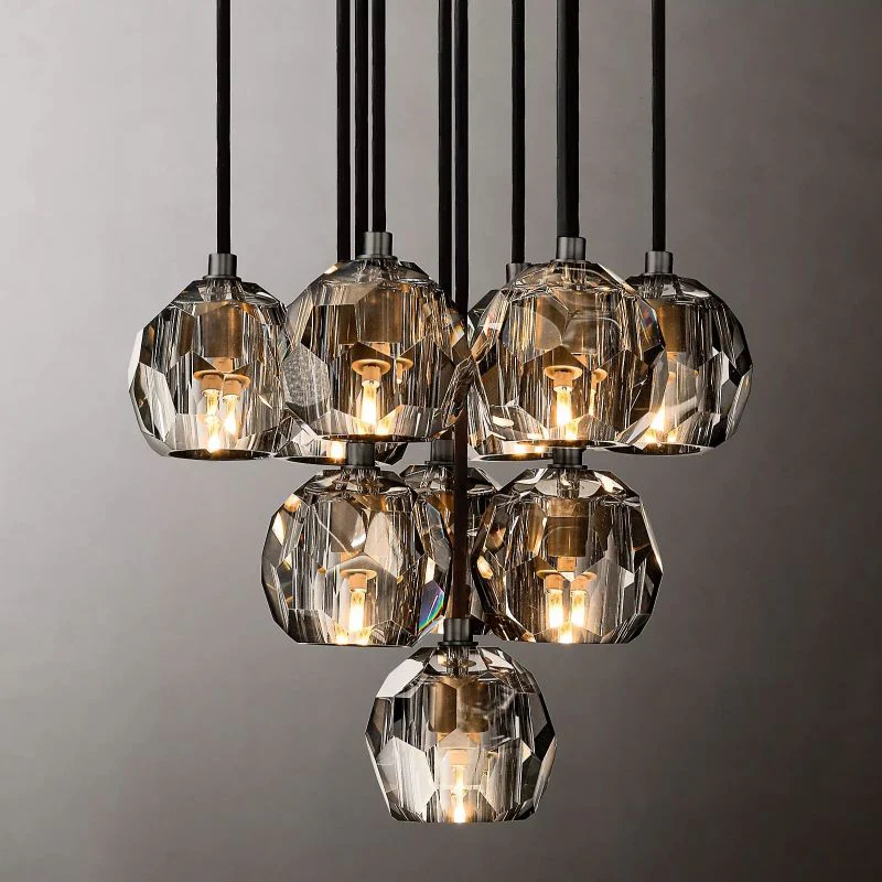 Boule Geometric Cristal Cluster Chandelier 14"