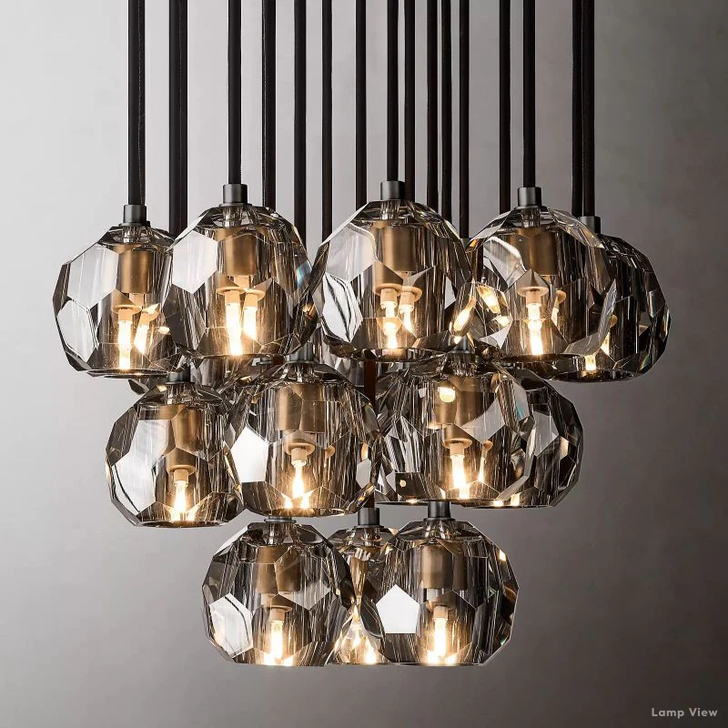 Boule Geometric Cristal Cluster Chandelier 19"
