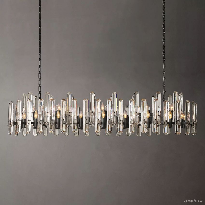 Mirello Prismed Crystal Linear Chandelier 72"