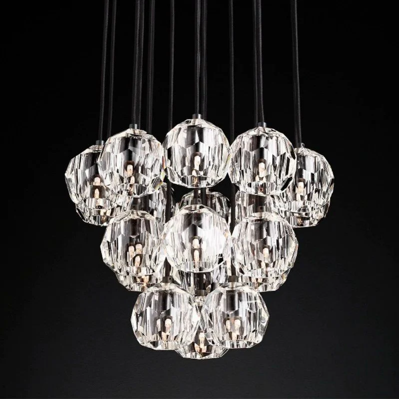 Boule Geometric Cristal Cluster Chandelier 19"
