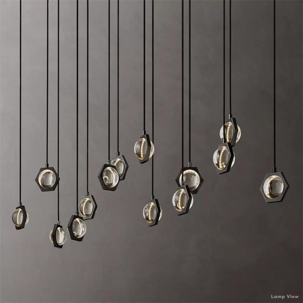 Eclatant Inset Crystal Linear Chandelier 72"