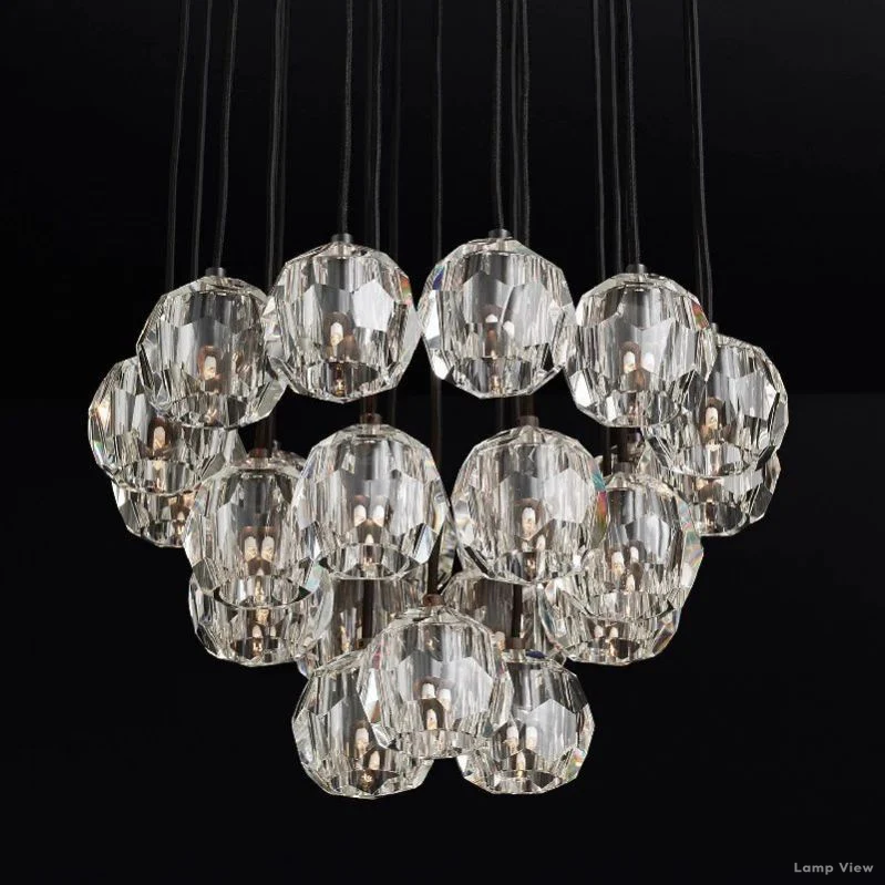 Boule Geometric Cristal Cluster Chandelier 24"