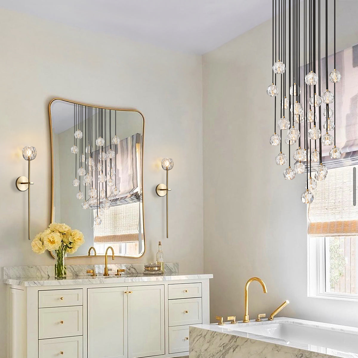Boule Geometric Cristal Cluster Chandelier 24"