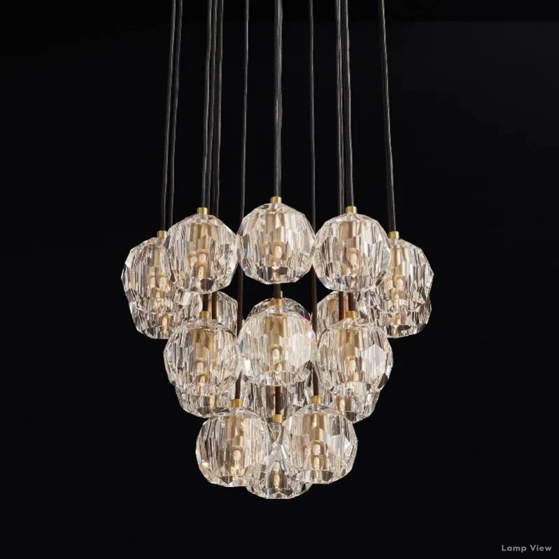 Boule Geometric Cristal Cluster Chandelier 19"