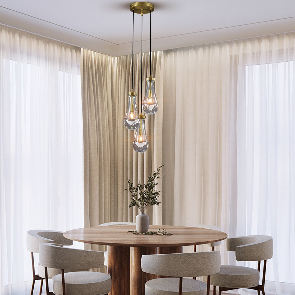 Rain Waterfall Glass Round Chandelier 8"