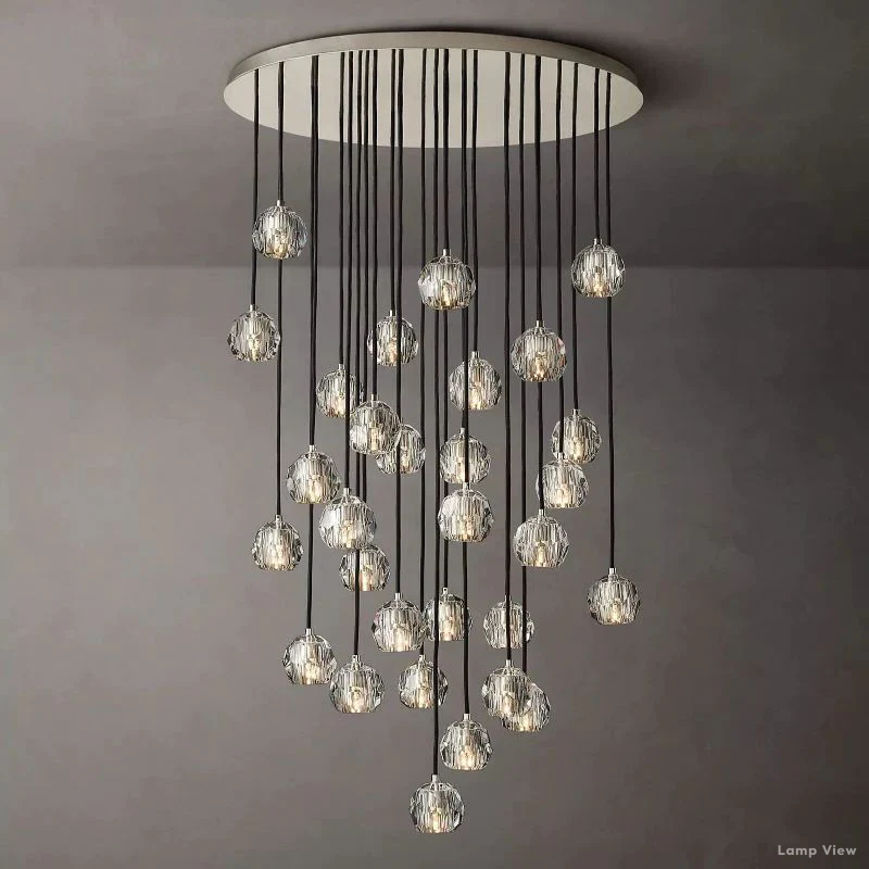 Boule Geometric Cristal Cluster Chandelier 40"