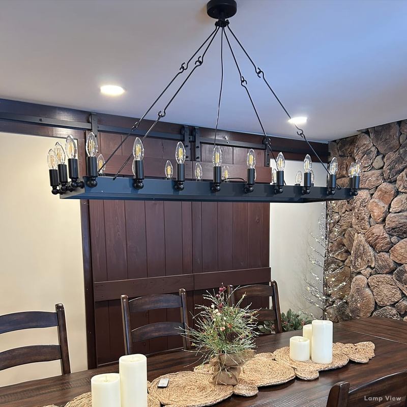 Camino Vintage Structural Rectangle Chandelier 52"