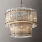 San Marco Ribbed Glass Two-Tier Round Chandelier 37"