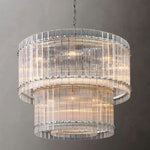 San Marco Ribbed Glass Two-Tier Round Chandelier 37"