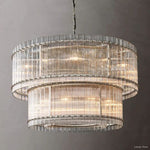 San Marco Ribbed Glass Two-Tier Round Chandelier 48"