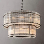 San Marco Ribbed Glass Two-Tier Round Chandelier 48"