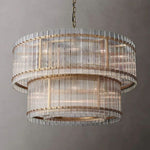 San Marco Ribbed Glass Two-Tier Round Chandelier 48"