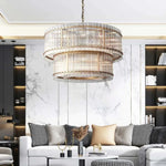 San Marco Ribbed Glass Two-Tier Round Chandelier 48"