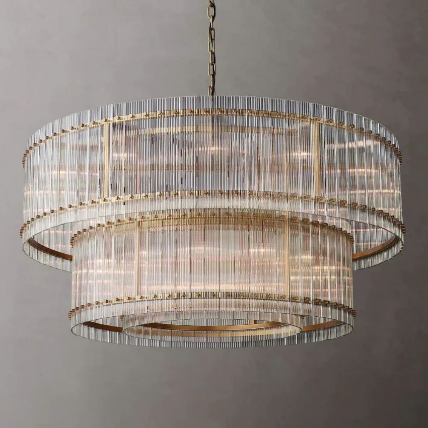 San Marco Ribbed Glass Two-Tier Round Chandelier 60"