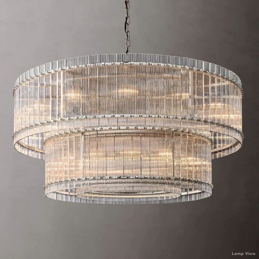 San Marco Ribbed Glass Two-Tier Round Chandelier 60"