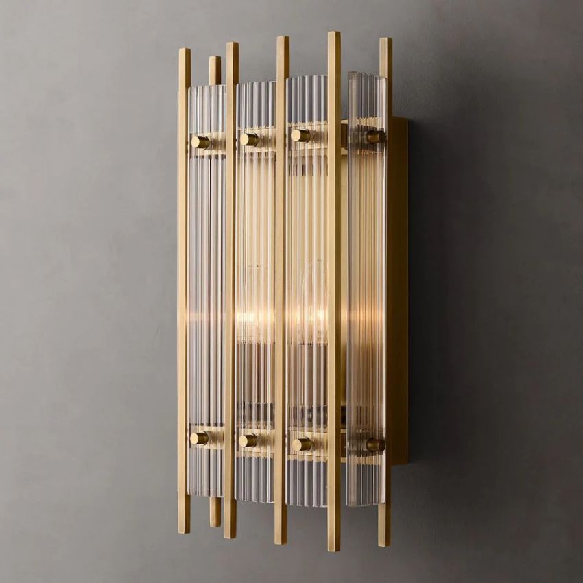 San Marco Ribbed Glass Rectangle Wall Sconce