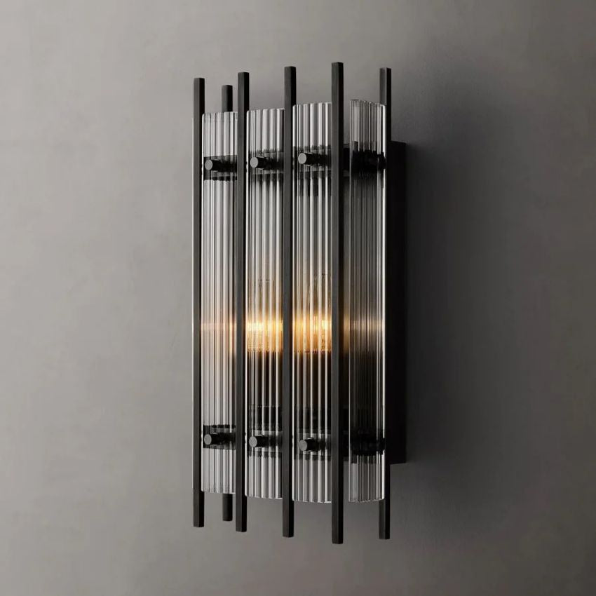 San Marco Ribbed Glass Rectangle Wall Sconce