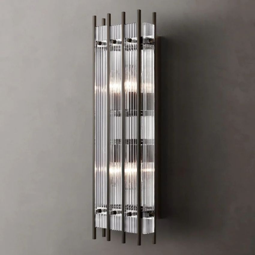 San Marco Ribbed Glass Rectangle Wall Sconce