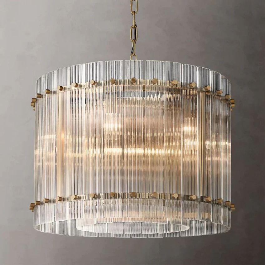 San Marco Ribbed Glass Round Chandelier 22"