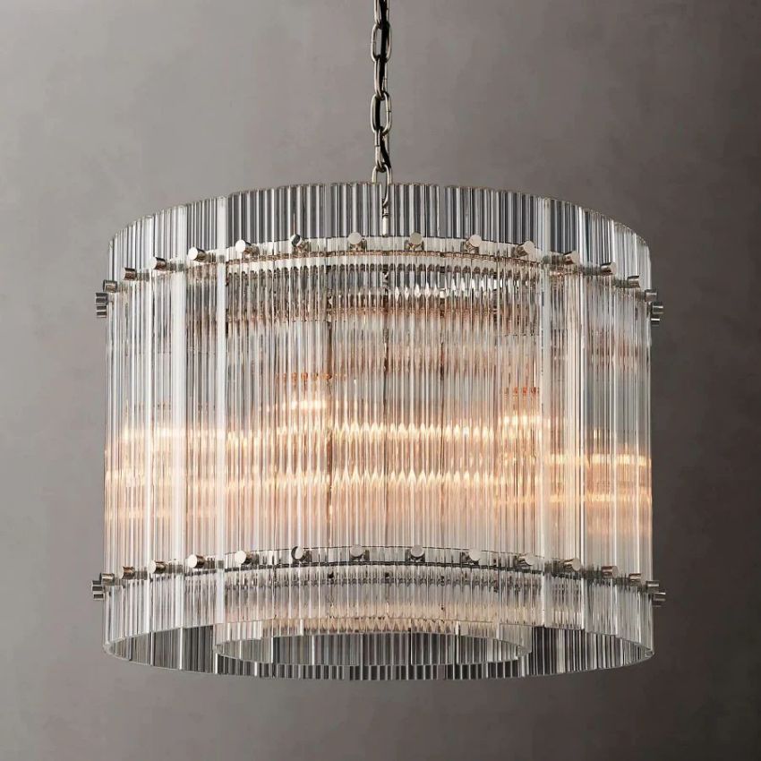 San Marco Ribbed Glass Round Chandelier 22"