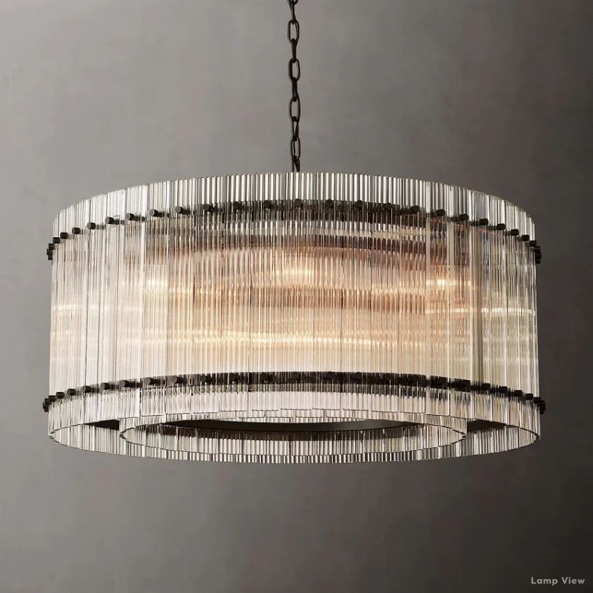 San Marco Ribbed Glass Round Chandelier 37"