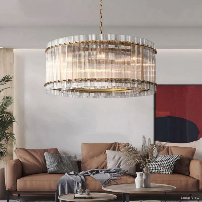 San Marco Ribbed Glass Round Chandelier 37"