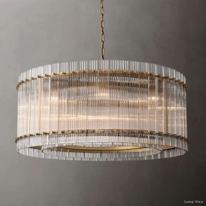 San Marco Ribbed Glass Round Chandelier 37"