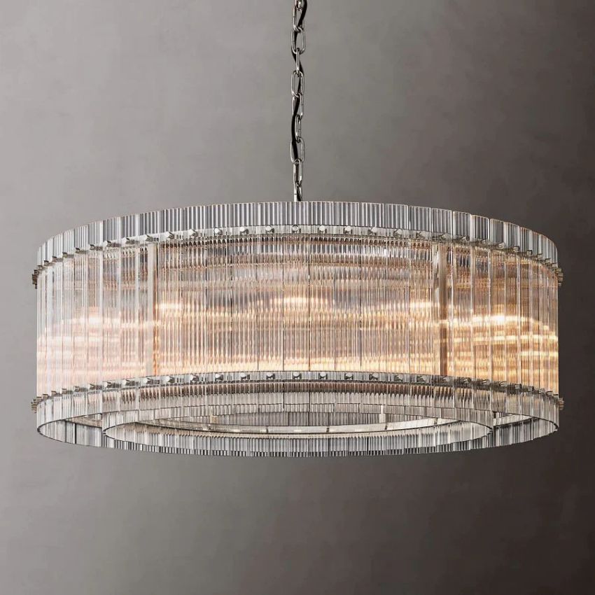 San Marco Ribbed Glass Round Chandelier 48"