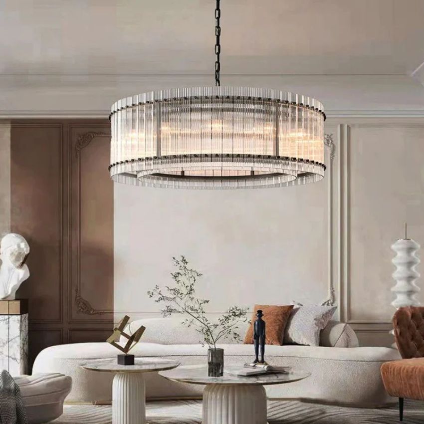 San Marco Ribbed Glass Round Chandelier 48"