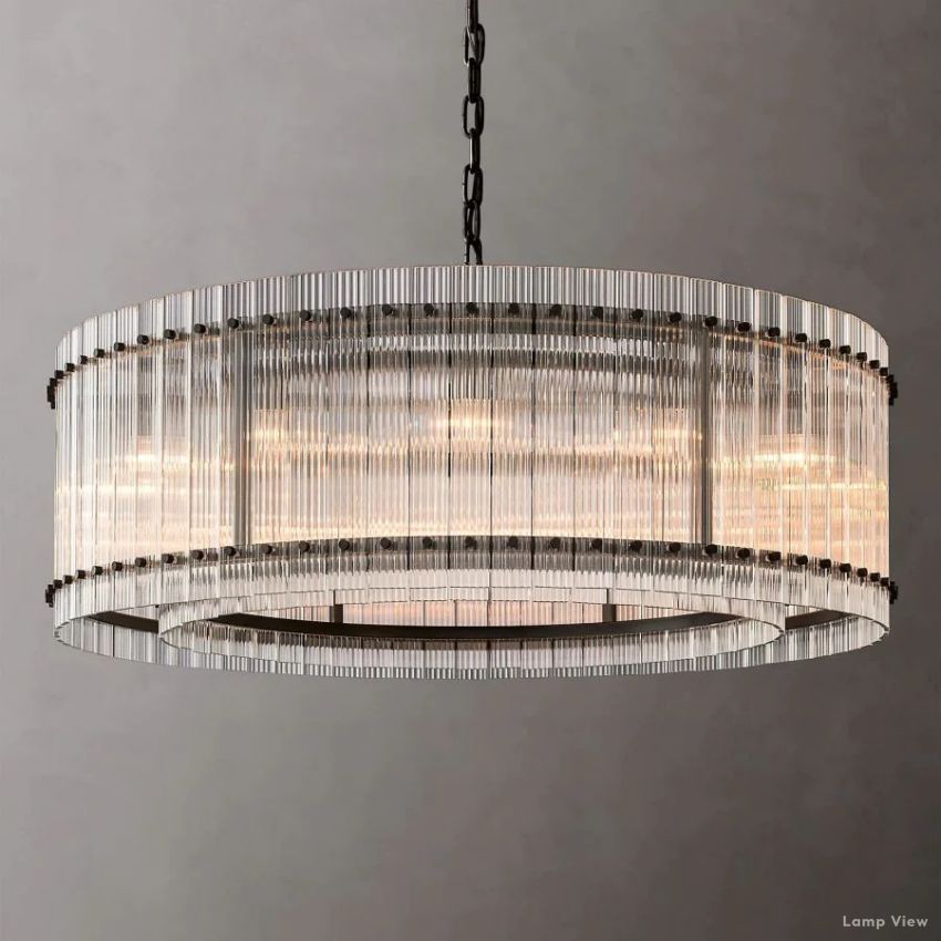 San Marco Ribbed Glass Round Chandelier 48"