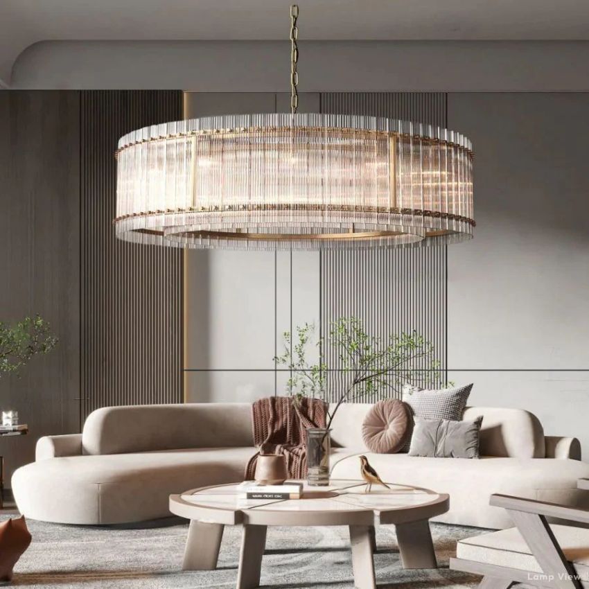 San Marco Ribbed Glass Round Chandelier 37"