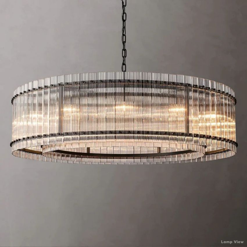 San Marco Ribbed Glass Round Chandelier 60"