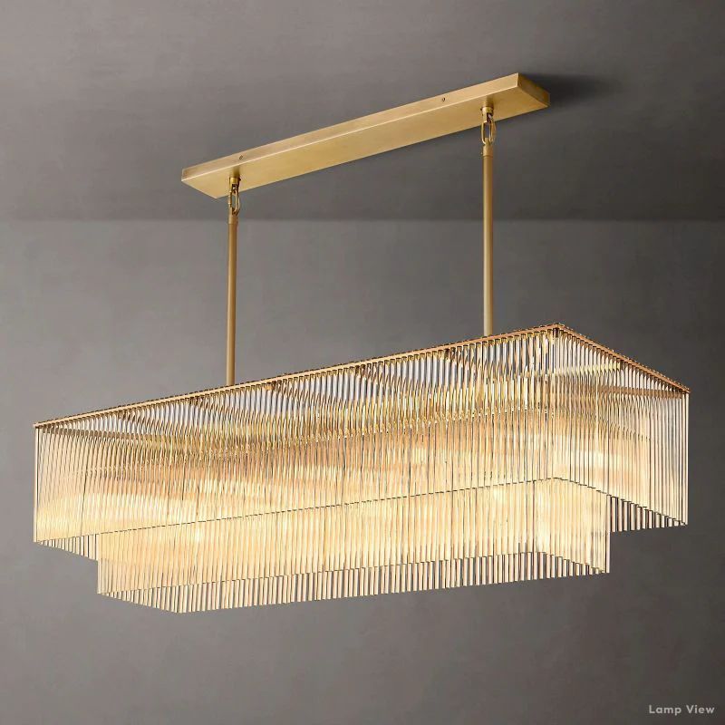 Amadeo Slender Crystal Rectangular Chandelier 54"