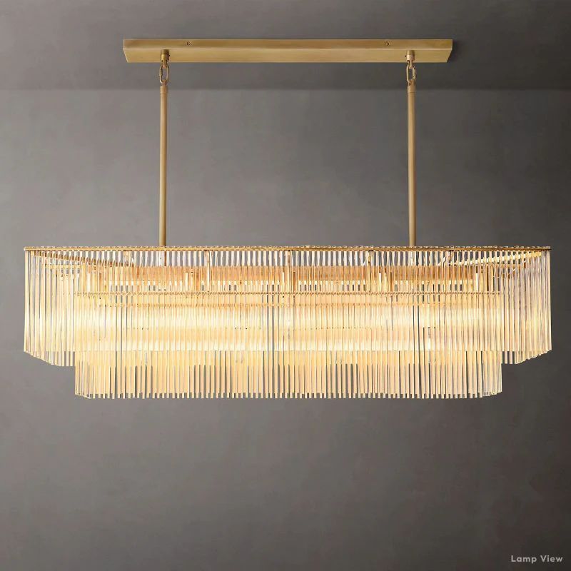 Amadeo Slender Crystal Rectangular Chandelier 54"