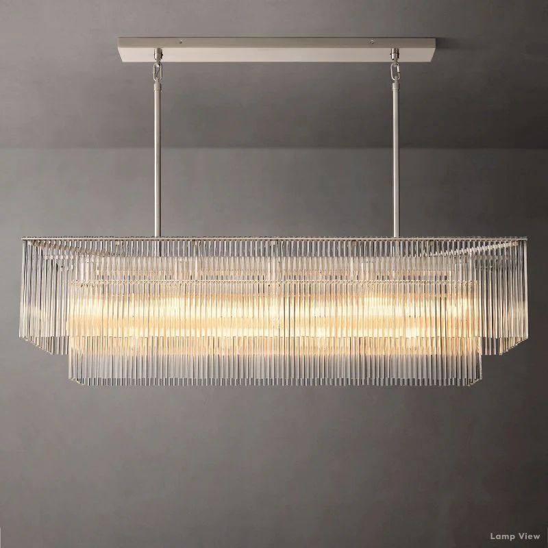 Amadeo Slender Crystal Rectangular Chandelier 54"