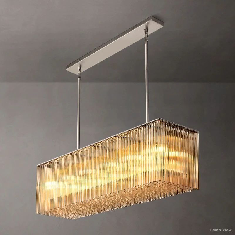 Amadeo Slender Crystal Rectangular Chandelier 54"