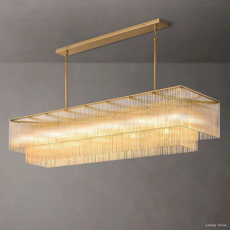 Amadeo Slender Crystal Rectangular Chandelier 72"