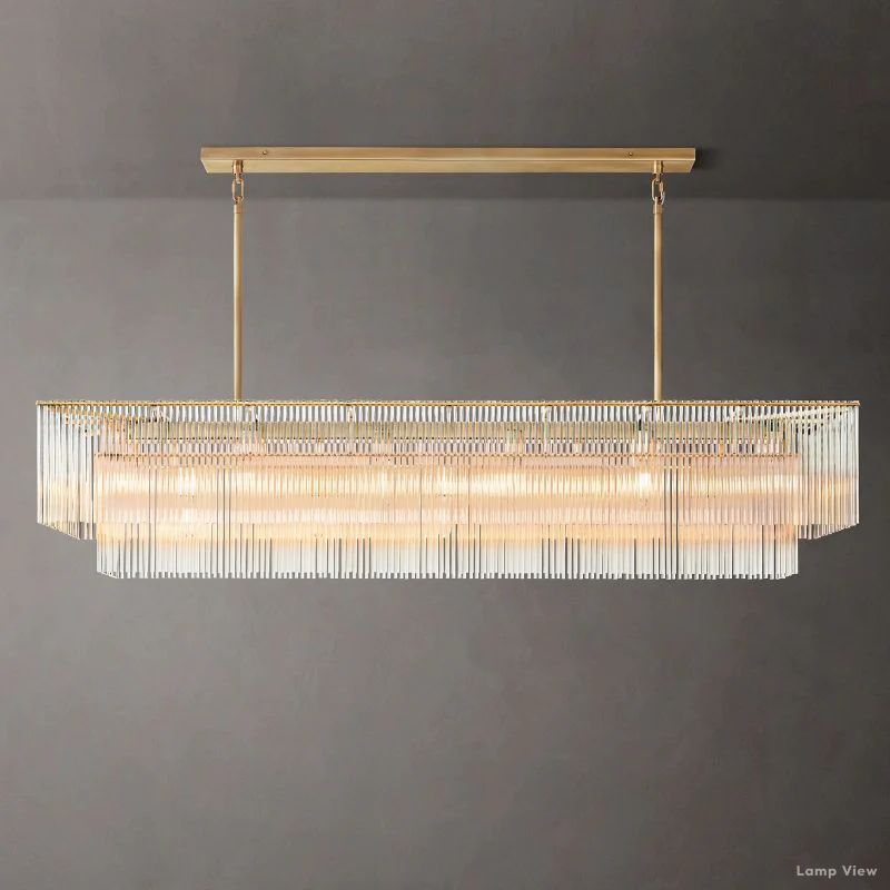 Amadeo Slender Crystal Rectangular Chandelier 72"